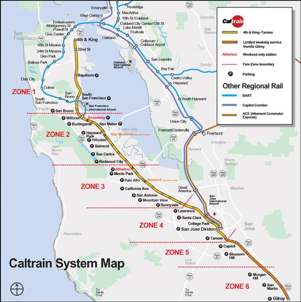 caltrain ruta ng mapa