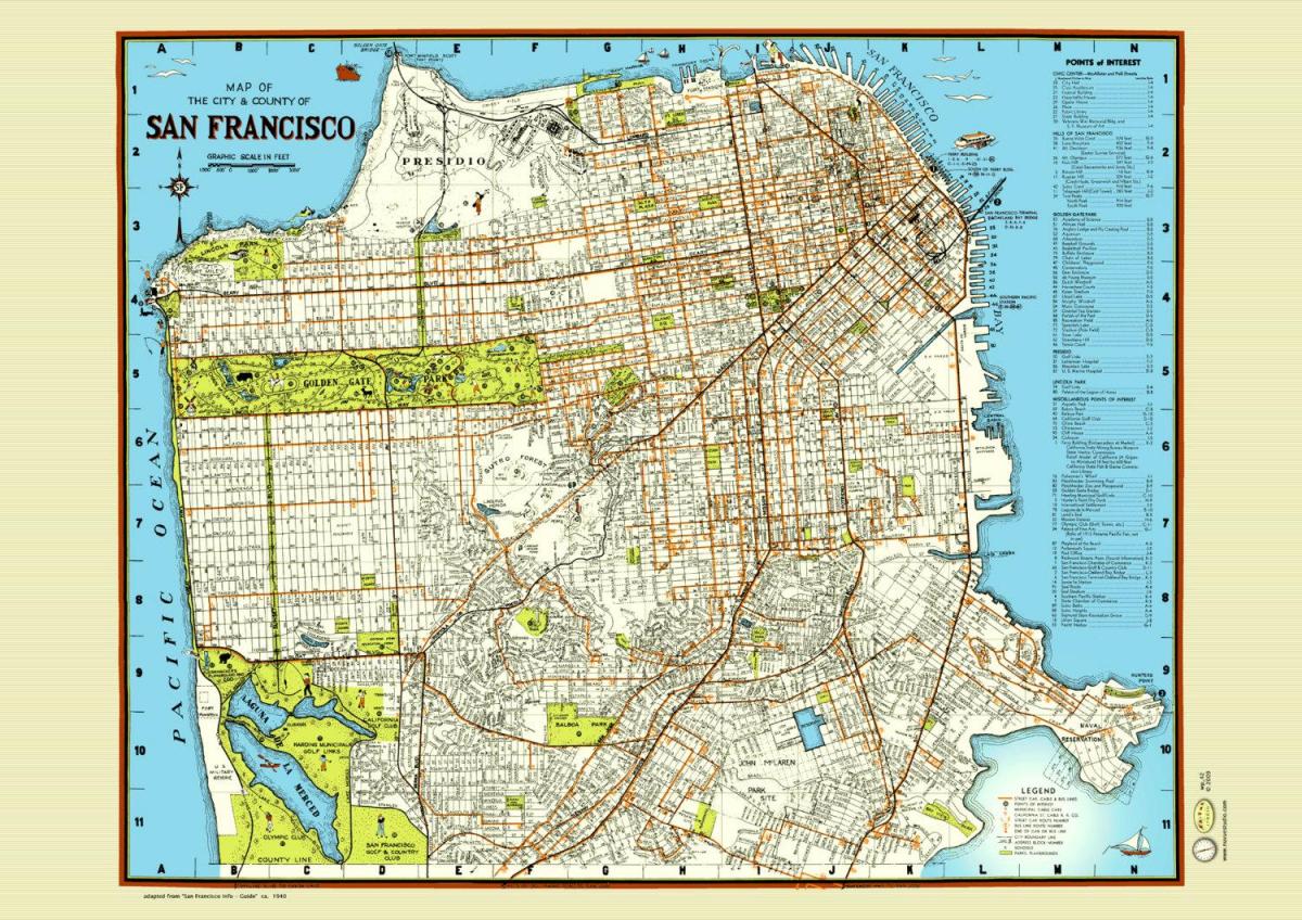Mapa ng San Francisco street poster