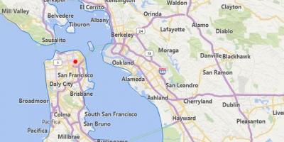 Mapa ng california sa mga lungsod na malapit sa San Francisco