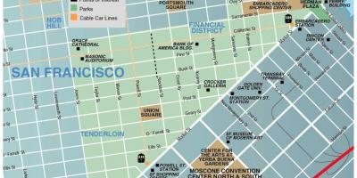 Mapa ng union square area ng San Francisco