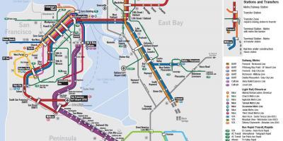 Mapa ng pampublikong transportasyon sa San Francisco