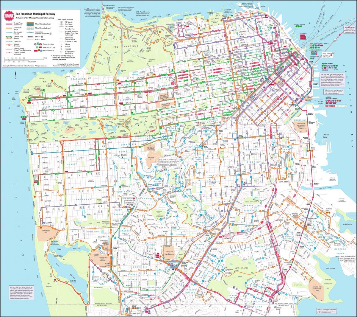Mapa ng San Francisco municipal ng tren