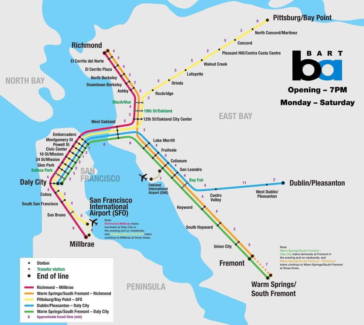 bart sistema ng San Francisco mapa