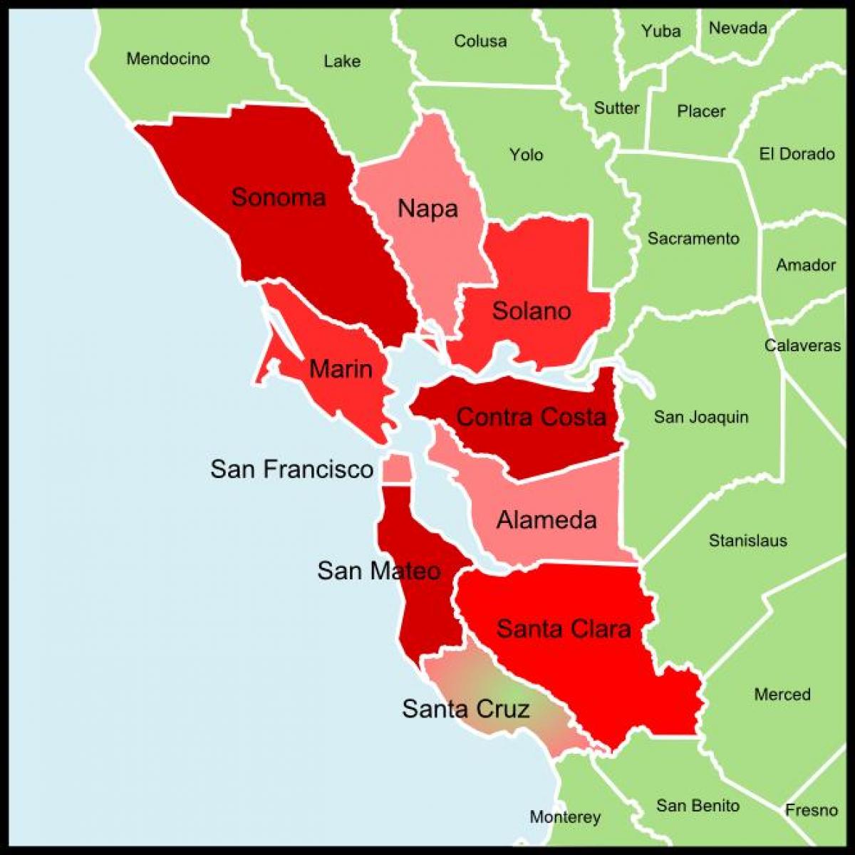 San Francisco bay area county mapa