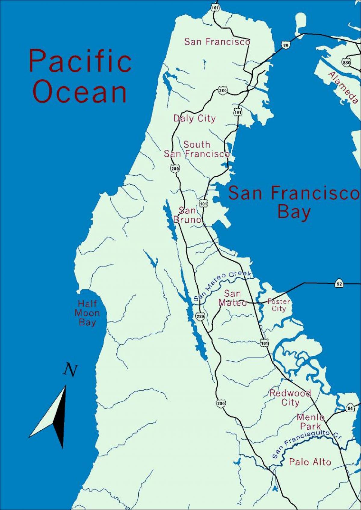 Mapa ng bay area peninsula