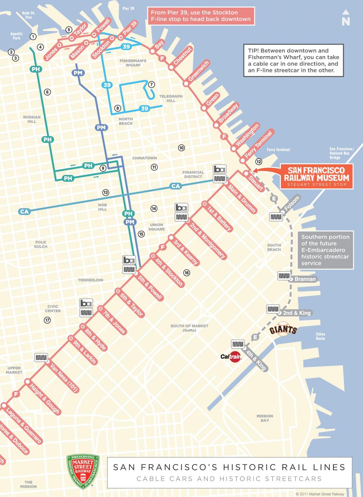 Mapa ng kotse cable ruta San Francisco ca