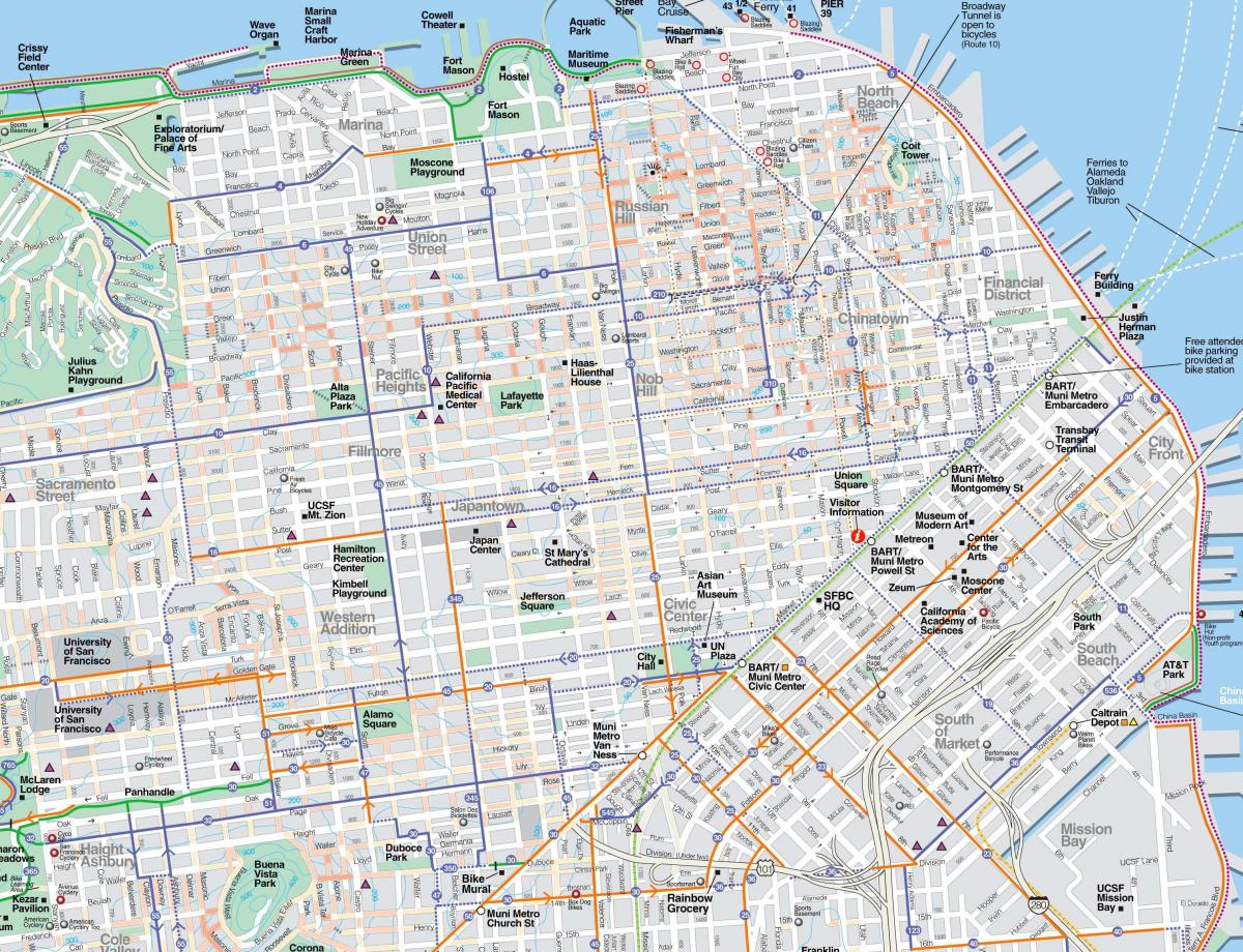 Mapa ng detalyadong San Francisco