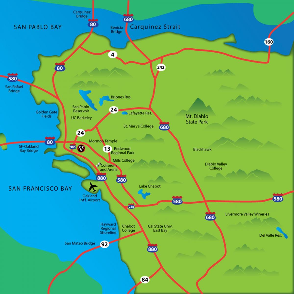 mapa ng east bay area ca