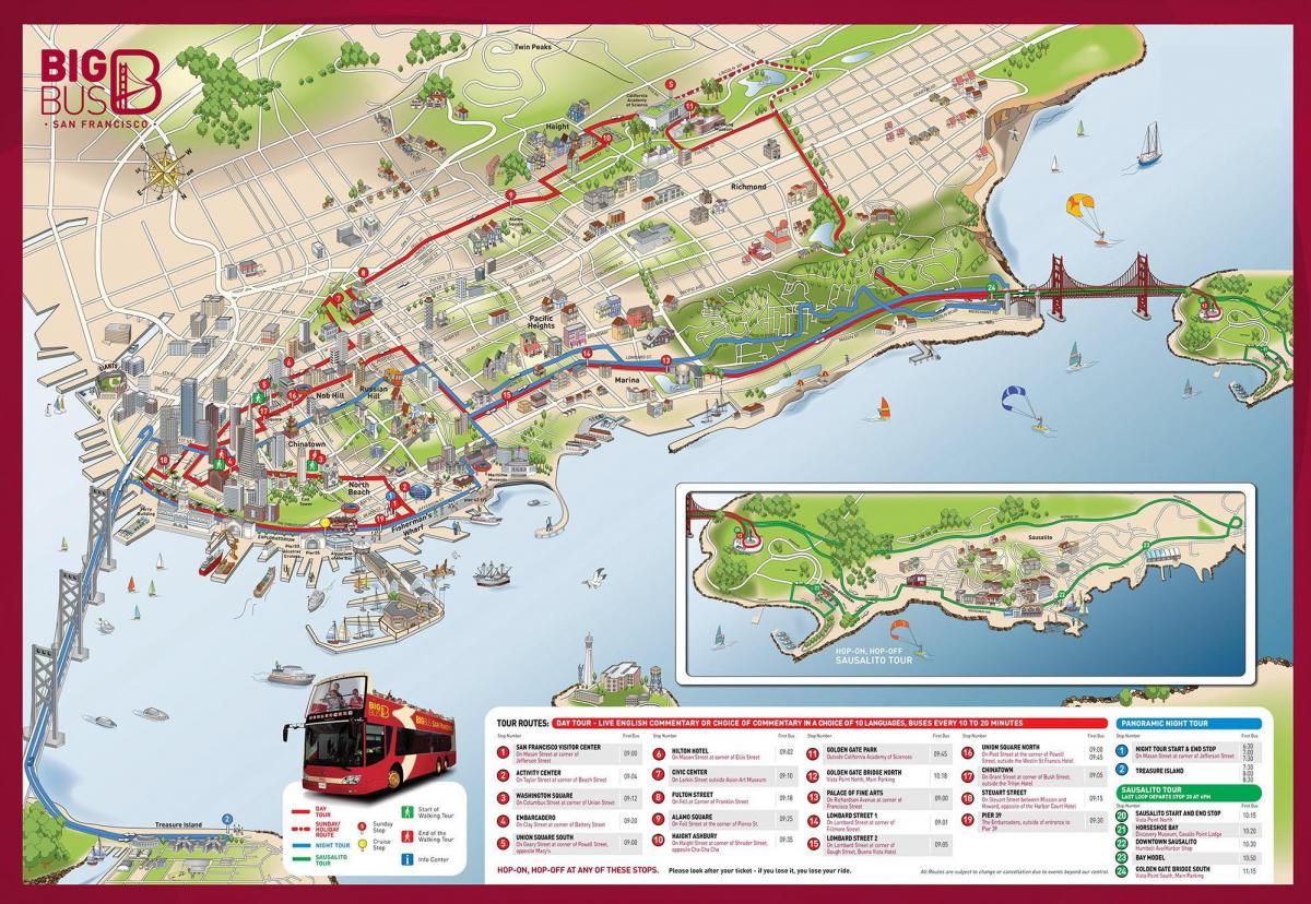malaking bus na mapa ng San Francisco