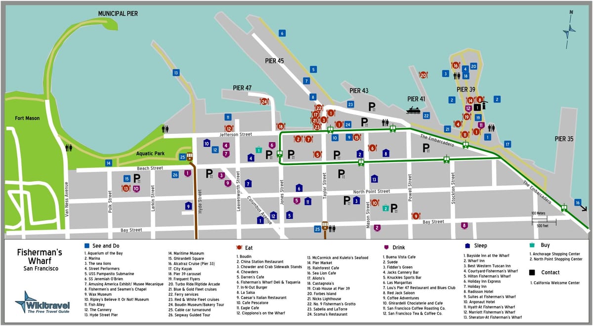 mapa ng San Francisco sa fisherman ' s wharf