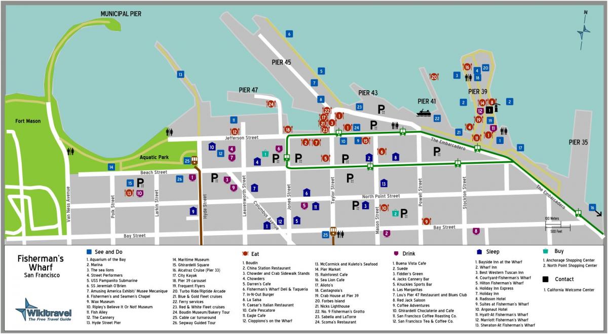 mapa ng San Francisco sa fisherman ' s wharf