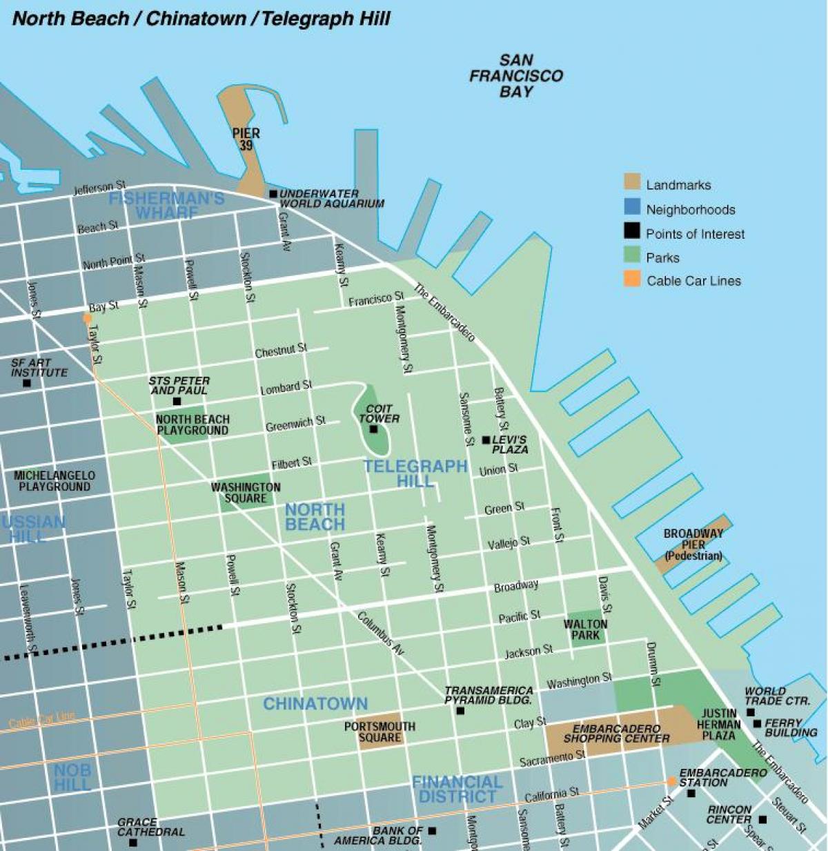 Mapa ng hilagang dalampasigan ng San Francisco