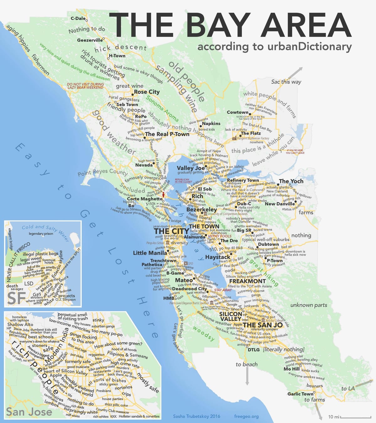 San Francisco na mga lugar sa mapa
