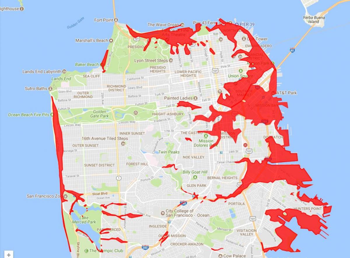 San Francisco lugar upang maiwasan ang mapa