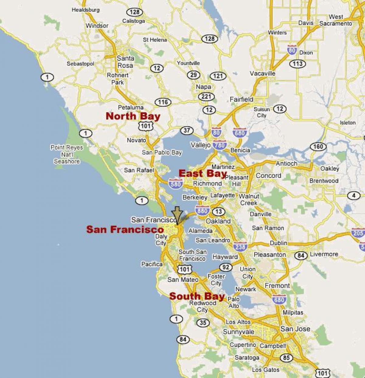 mapa ng south bay northern california