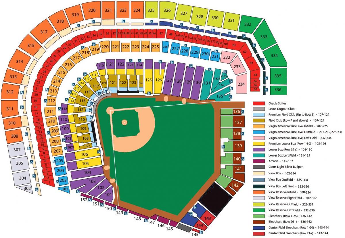 SF giants stadium seating mapa