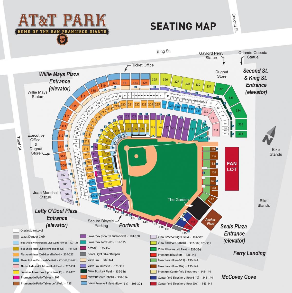 Mapa ng at&t park stadium