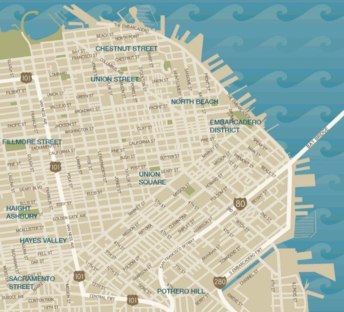 mapa ng bayan ng San Francisco sa union square