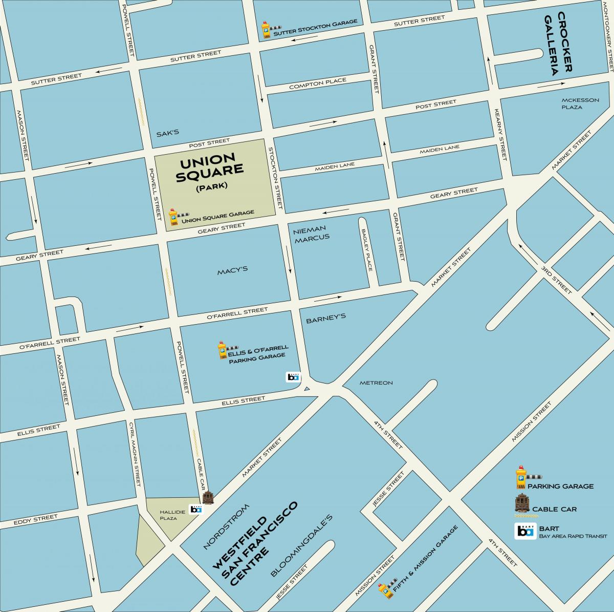 San Francisco shopping mapa