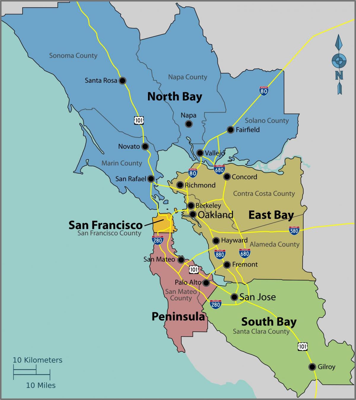 San Francisco bay sa isang mapa