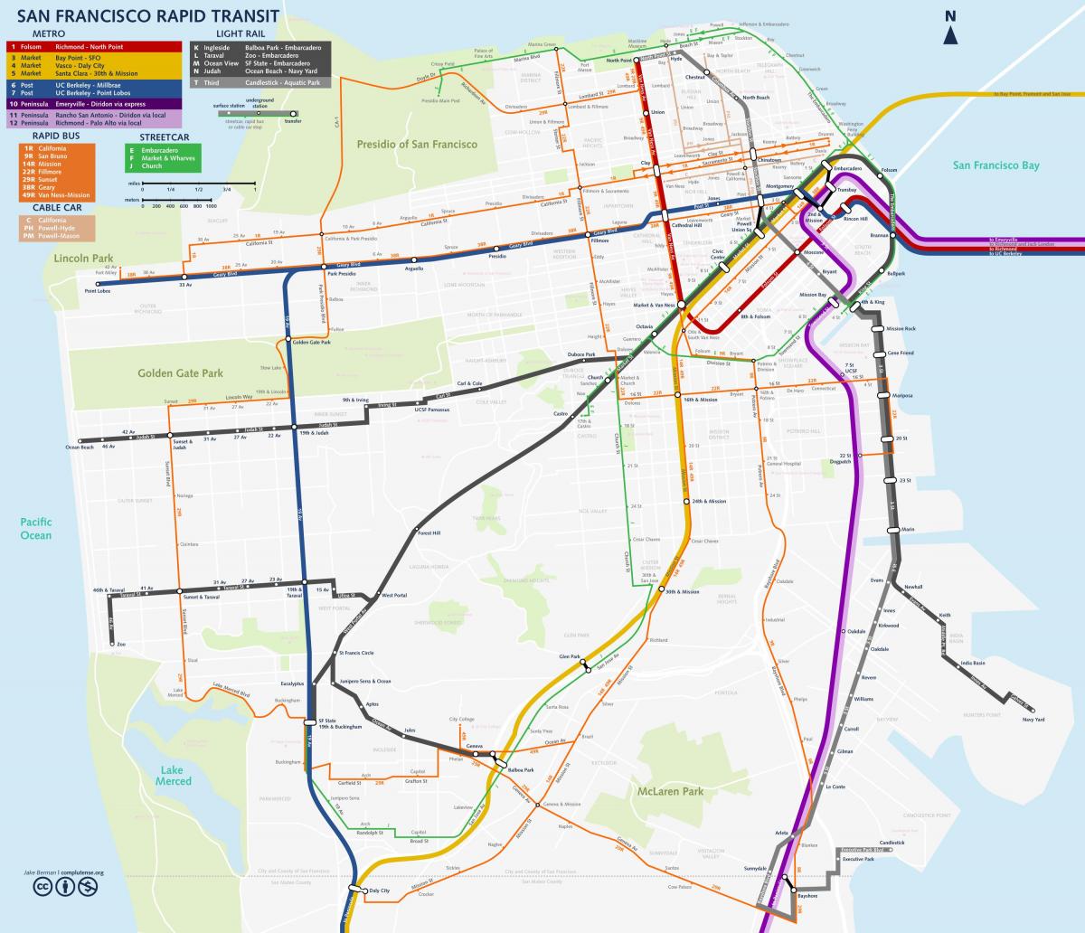 Mapa ng San Fran transit