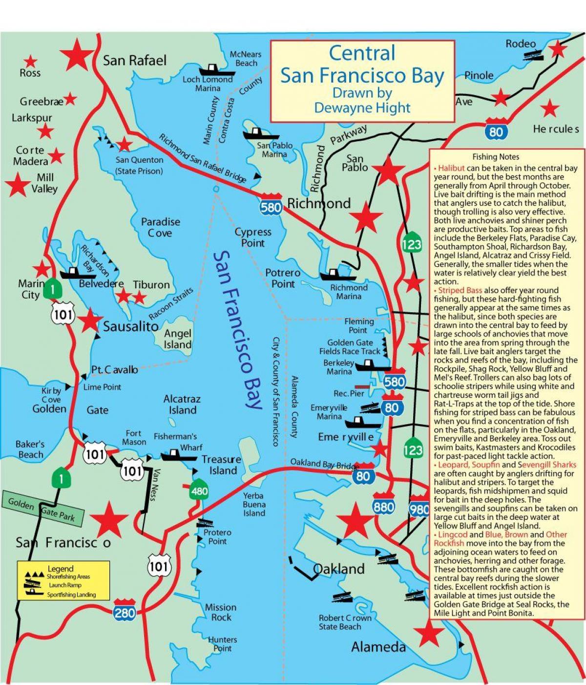 Mapa ng San Francisco bay pangingisda 
