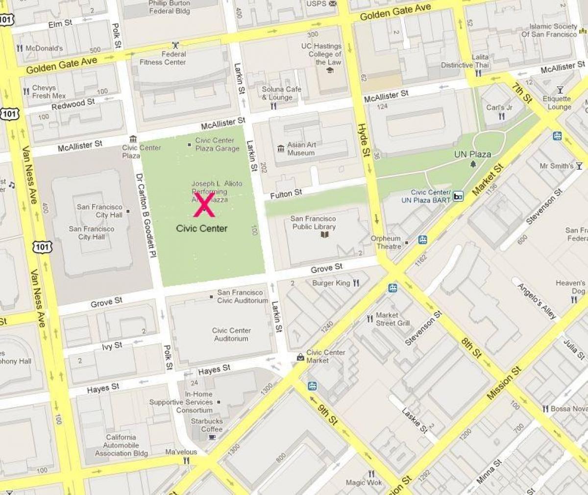 Mapa ng San Francisco civic center