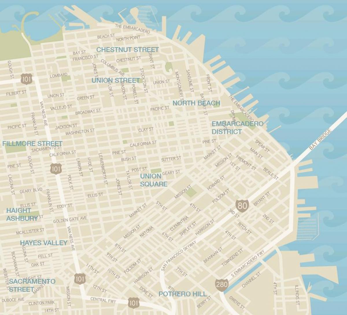 Mapa ng San Francisco damit distrito