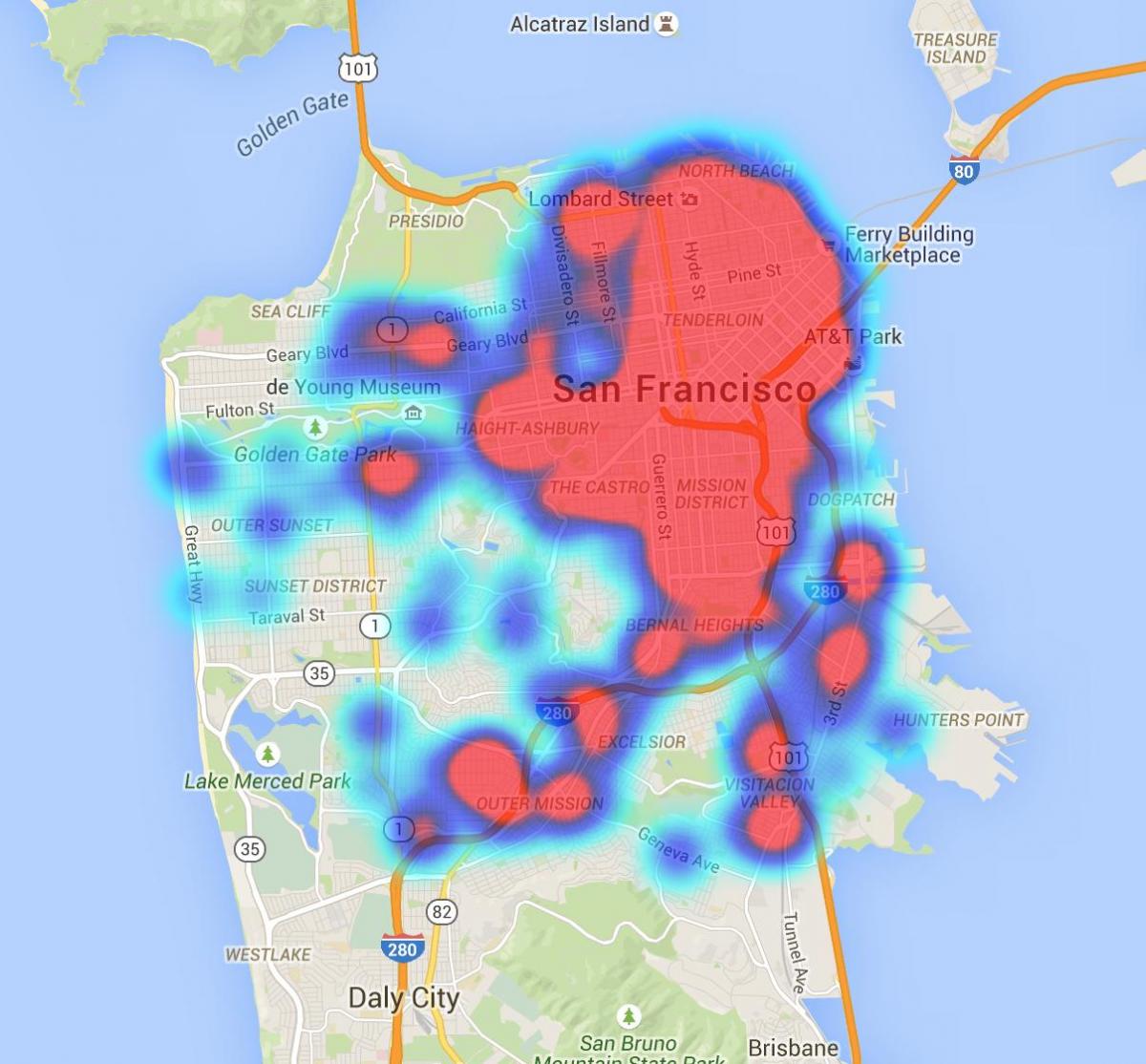 Mapa ng San Francisco ipot