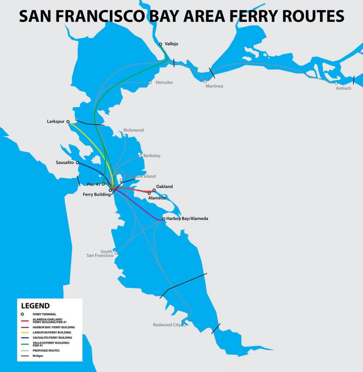 San Francisco bay ferry mapa