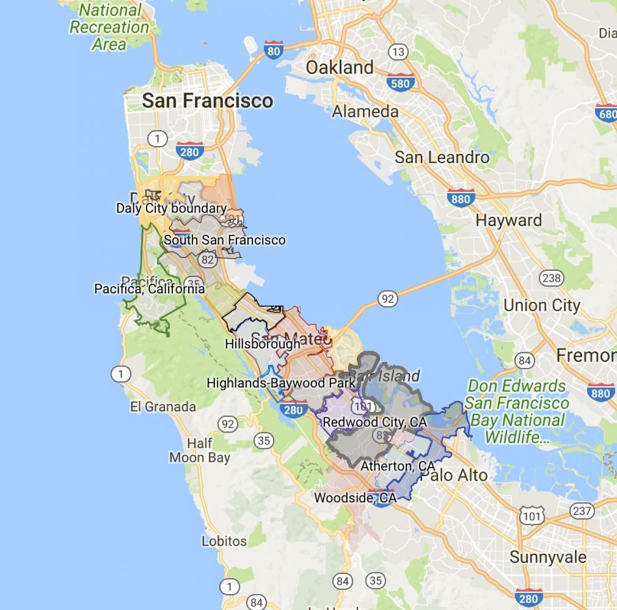 Mapa ng San Francisco sa mga limitasyon ng lungsod