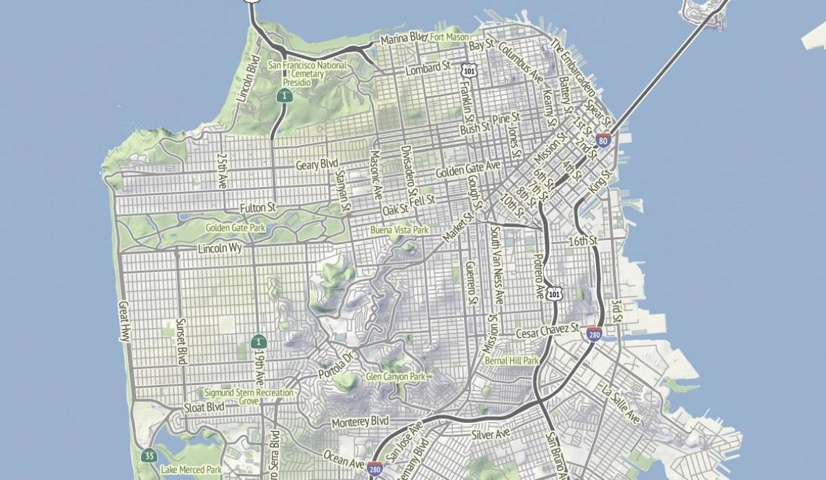 Mapa ng San Francisco lupain