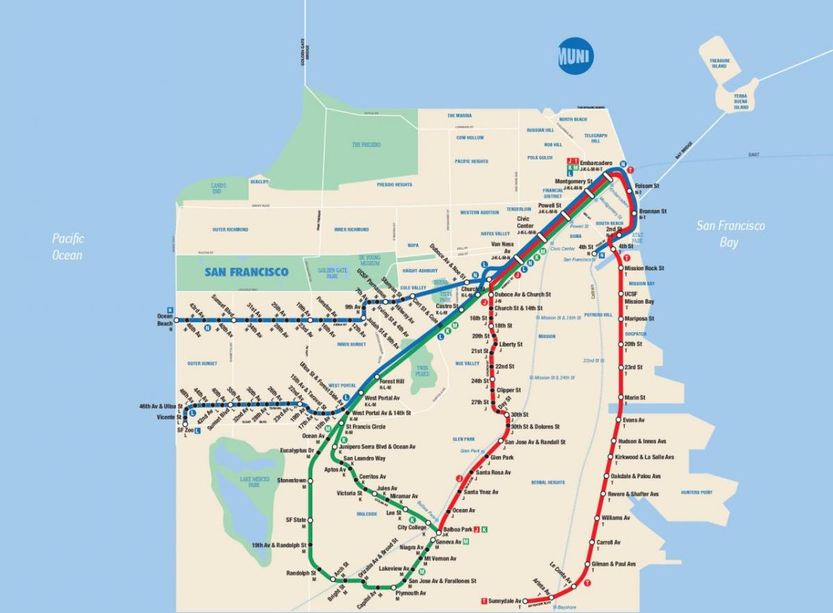 Mapa ng San Francisco muni app