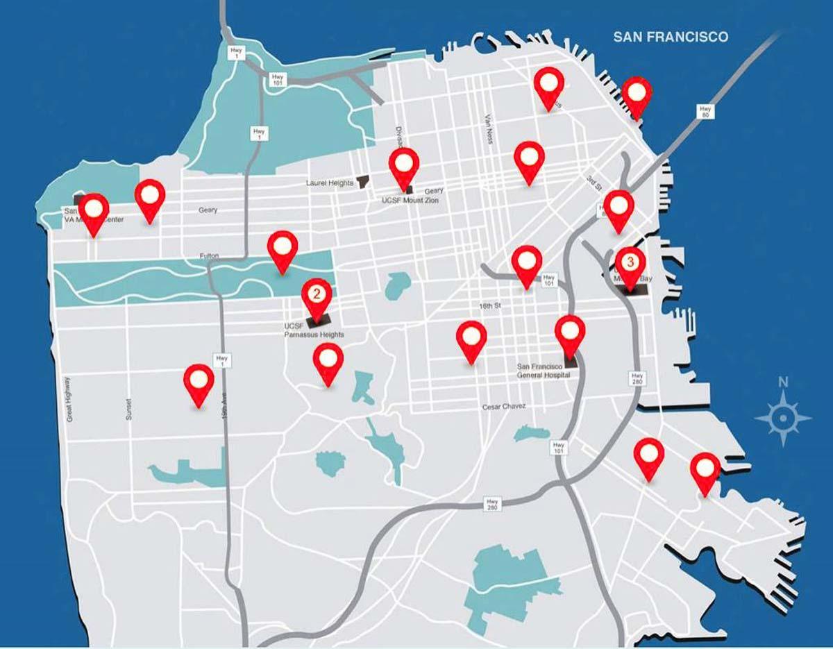 Mapa ng San Francisco ospital