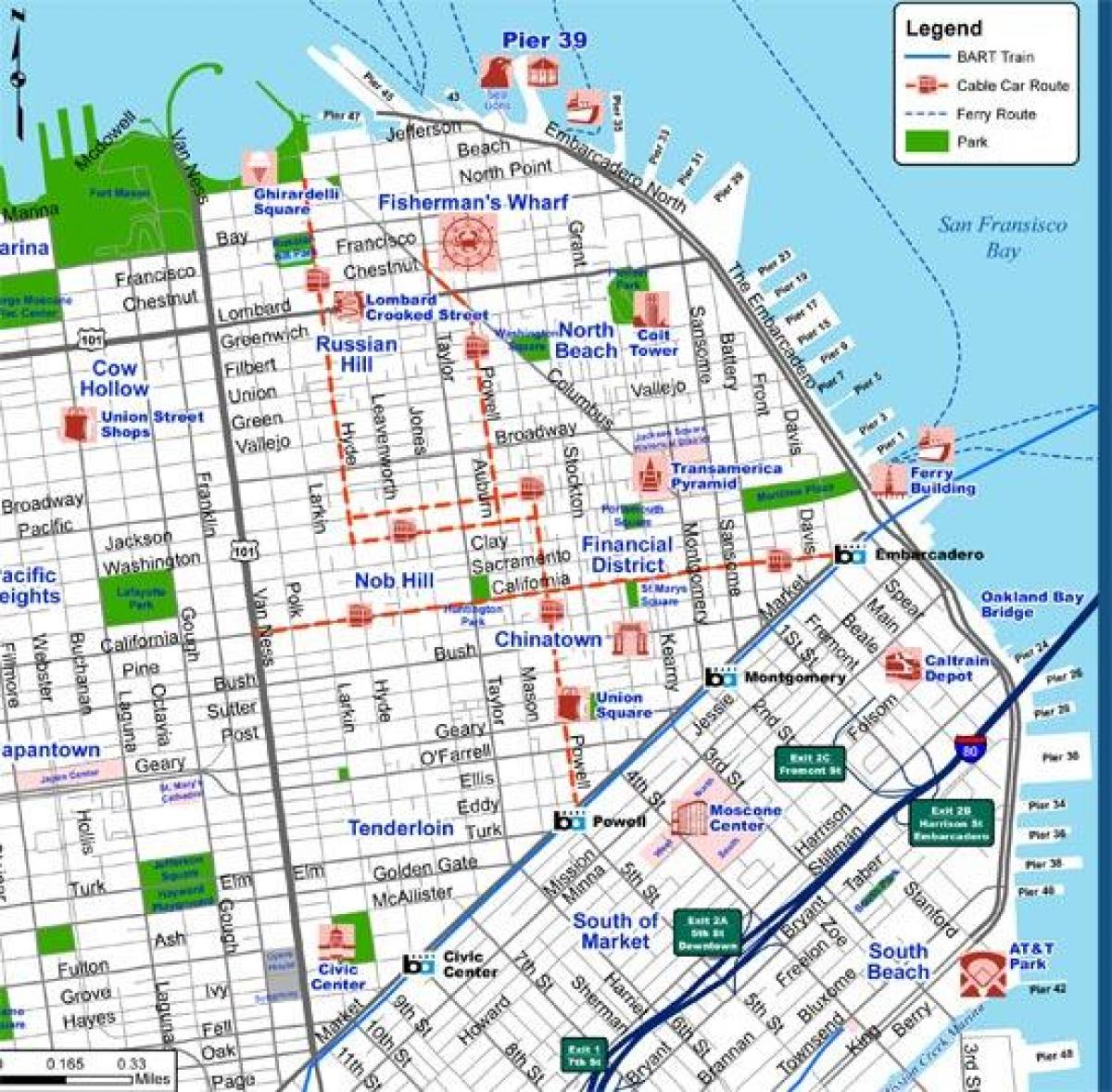 San Francisco mapa ng lungsod turista