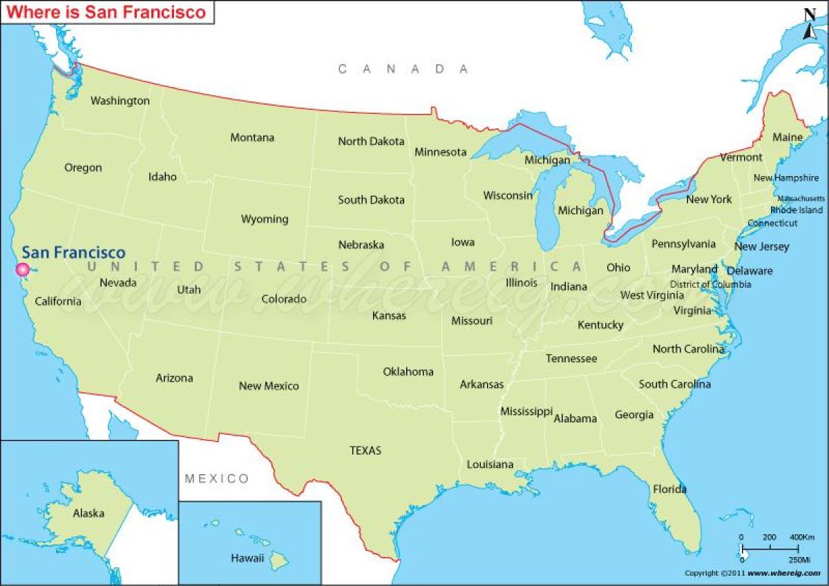 mapa ng San Francisco california usa