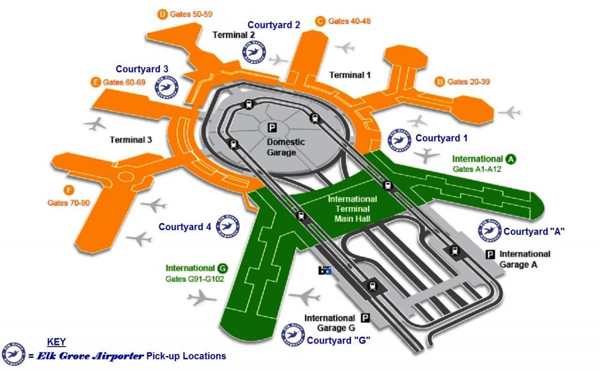 SFO pang-internasyonal na terminal dating mapa