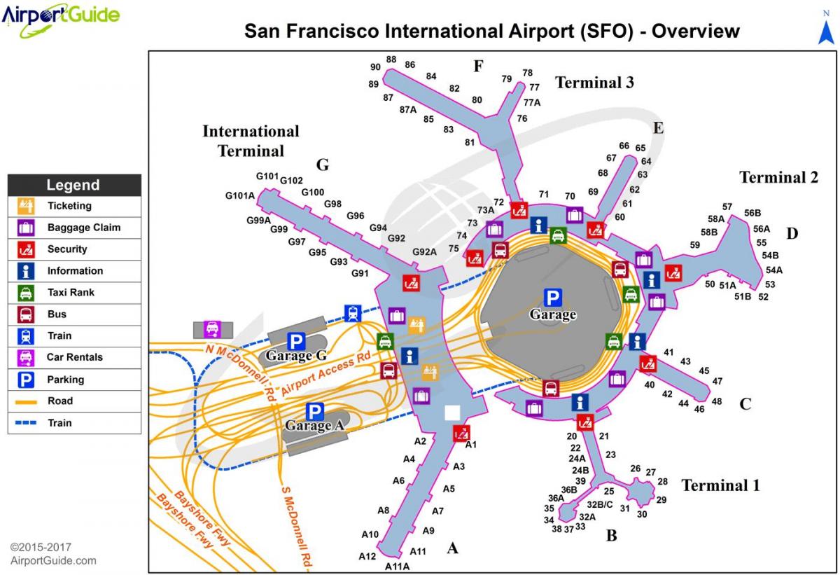 SFO international airport mapa