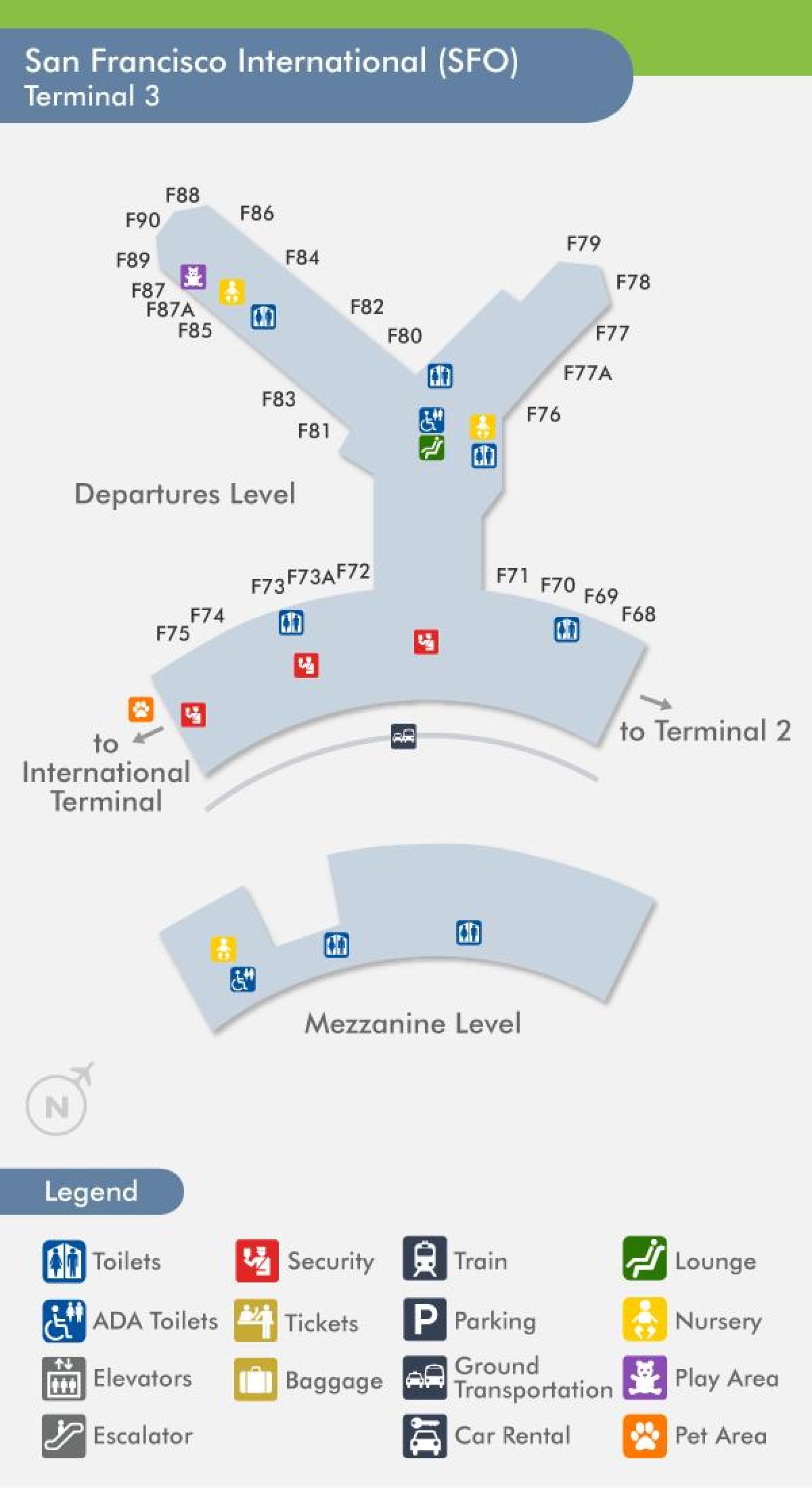 SFO airport mapa terminal 3