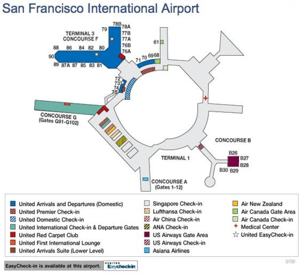 San Francisco airport mapa ng estados