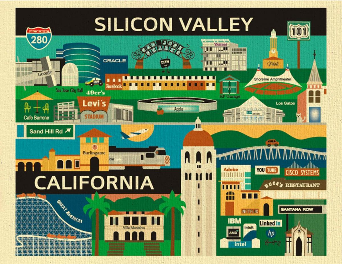 Mapa ng silicon valley poster