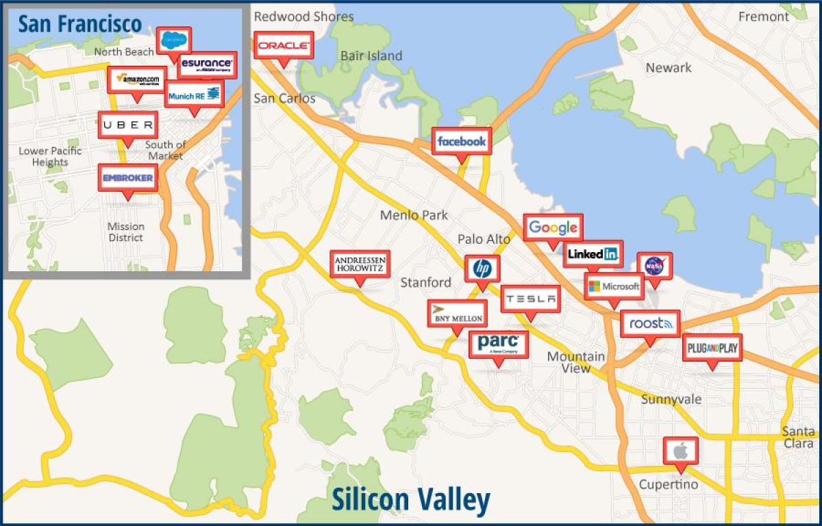 Mapa ng silicon valley tour