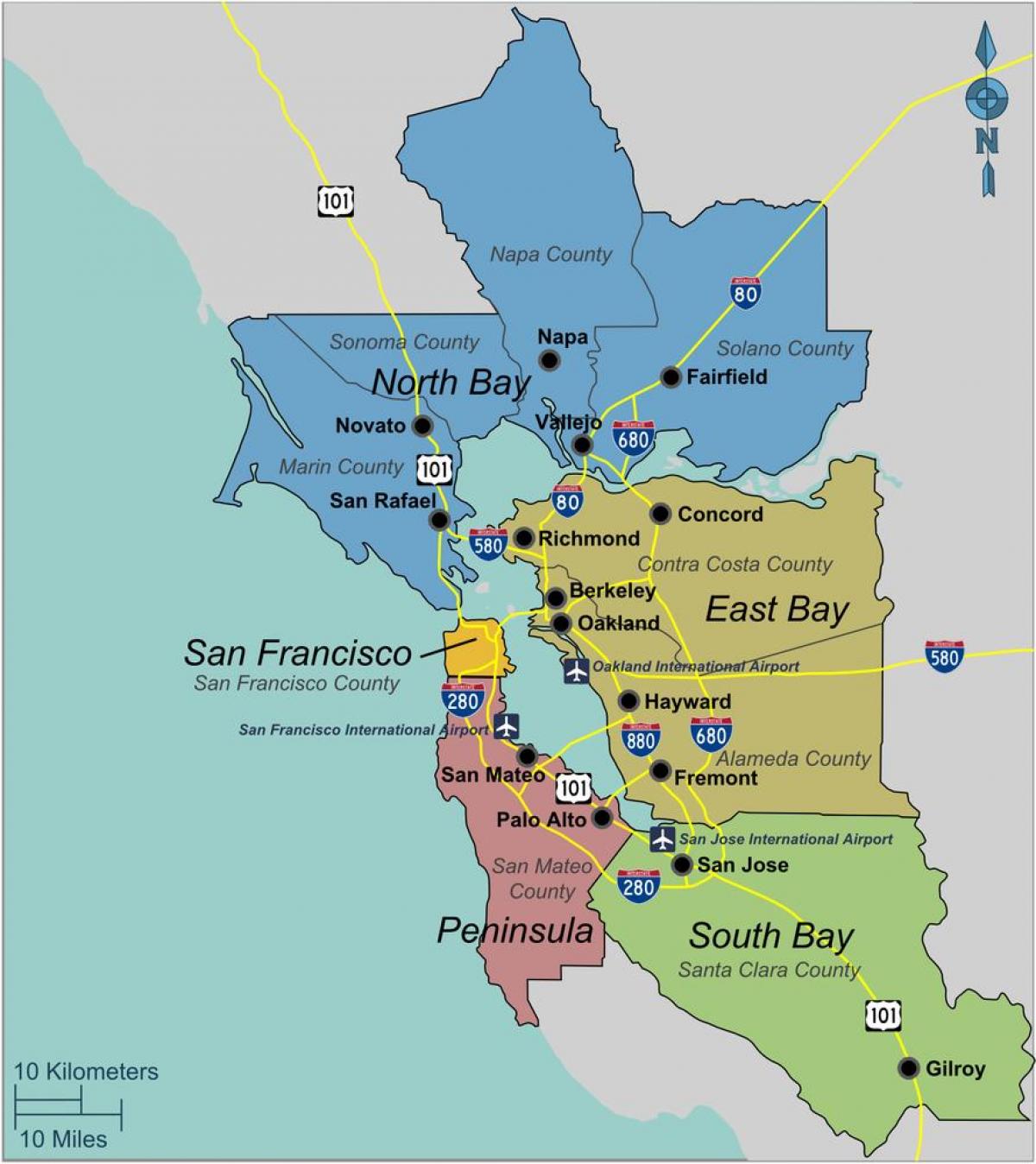 mapa ng south San Francisco bay area