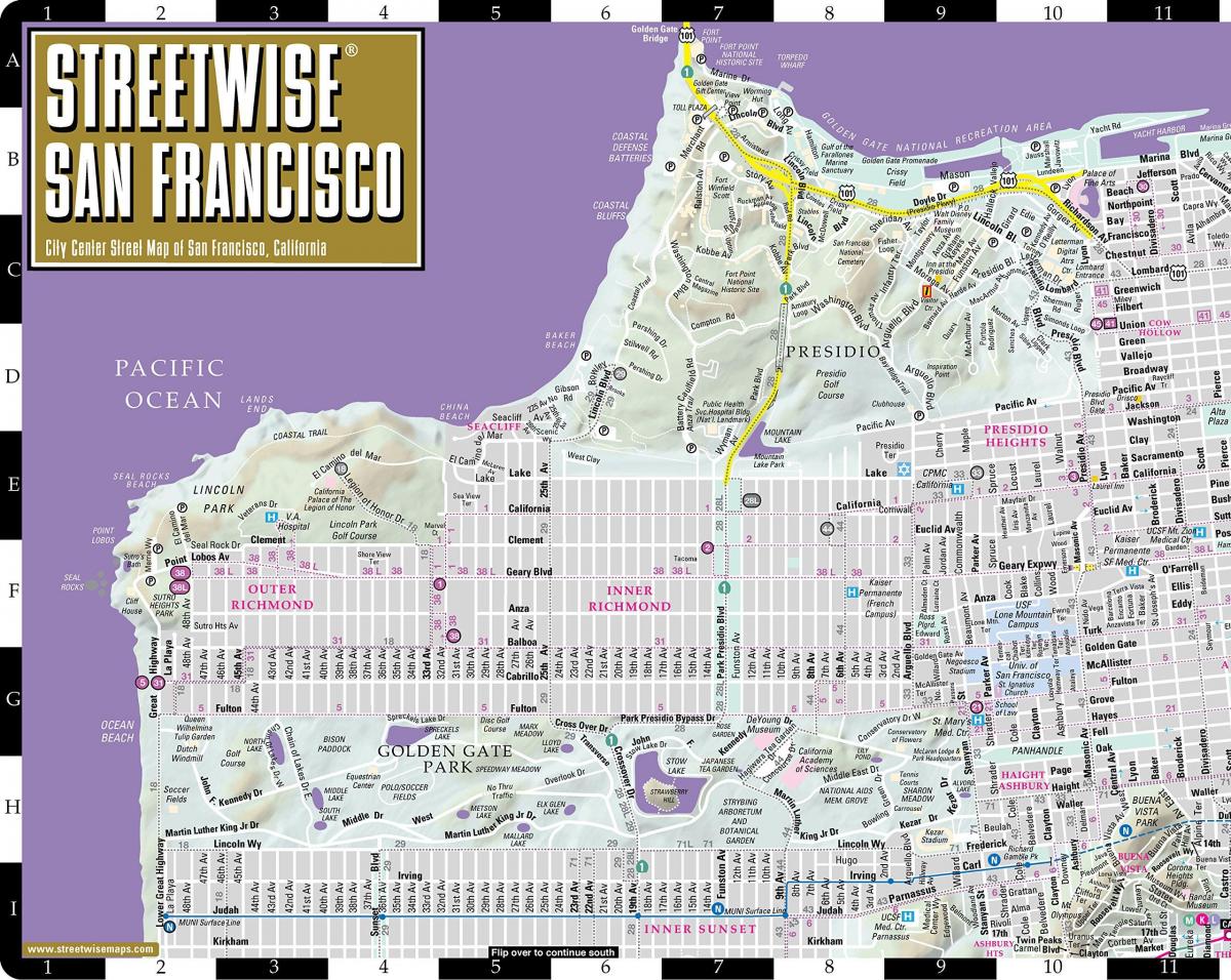 Mapa ng streetwise San Francisco