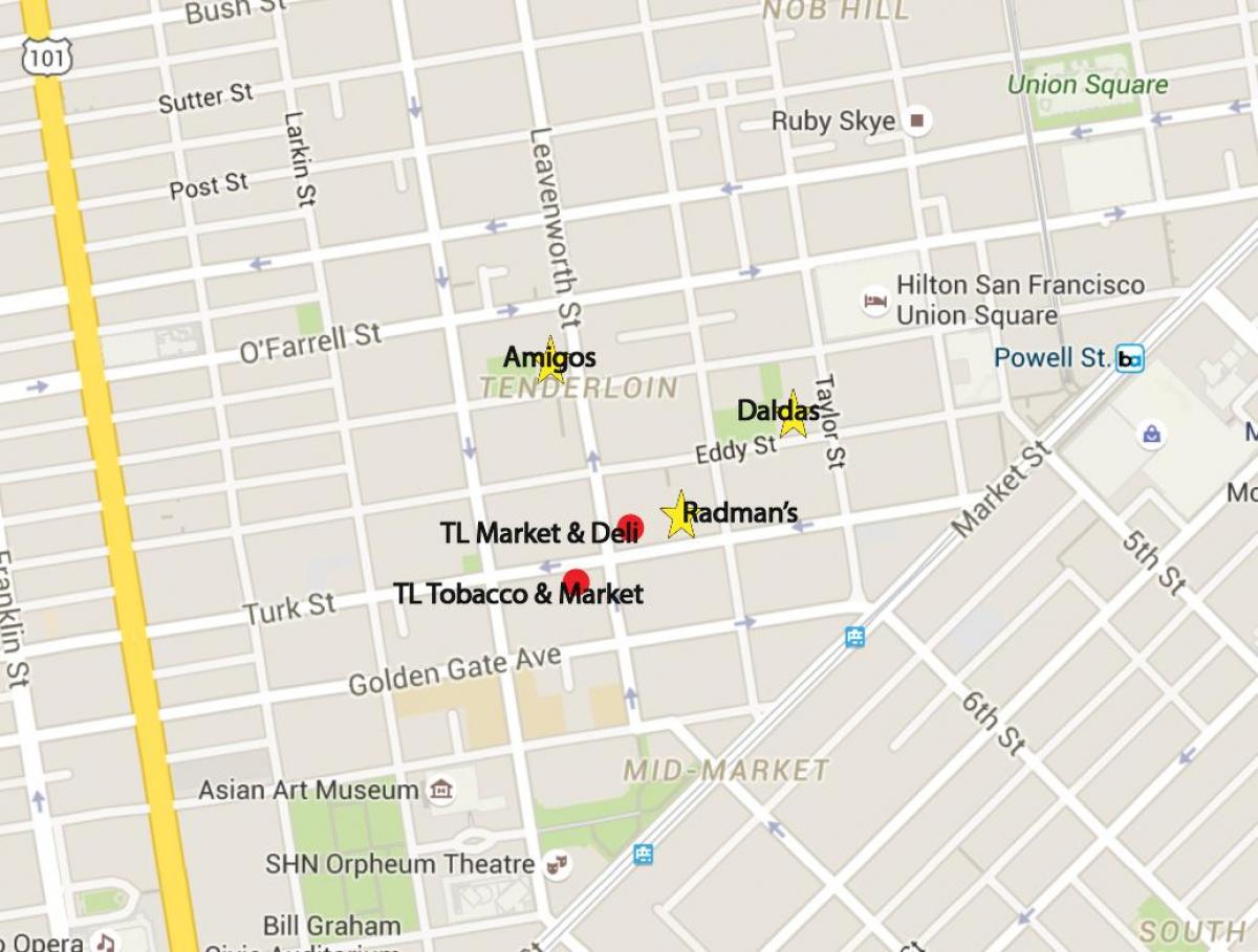 Mapa ng lomo lugar ng San Francisco