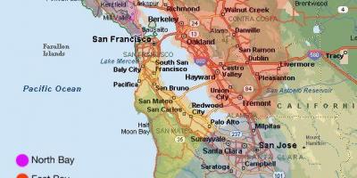 San Francisco mapa at mga nakapaligid na lugar