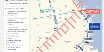 San Francisco cable car iskedyul ng mapa