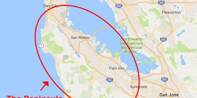 Mapa ng San Francisco peninsula 